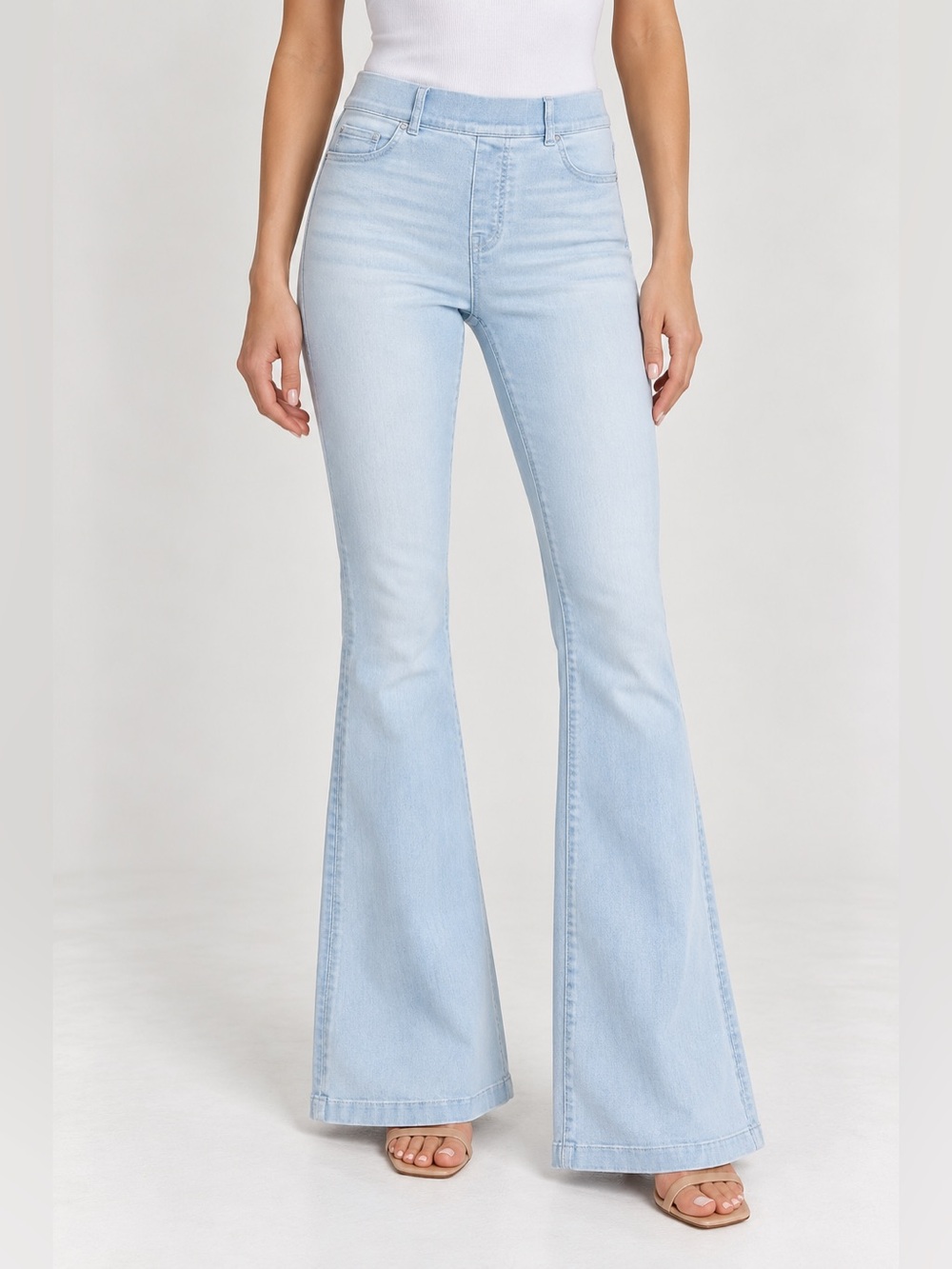 SPANX Flare Denim Jean Leggings Pull On Retro Light Wash Size Small
